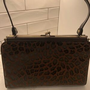 Vintage Donald J Pliner bag, leopard print, brass hardware great condition!